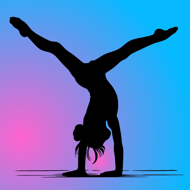realistic gymnastic hand stand girl in four splits
