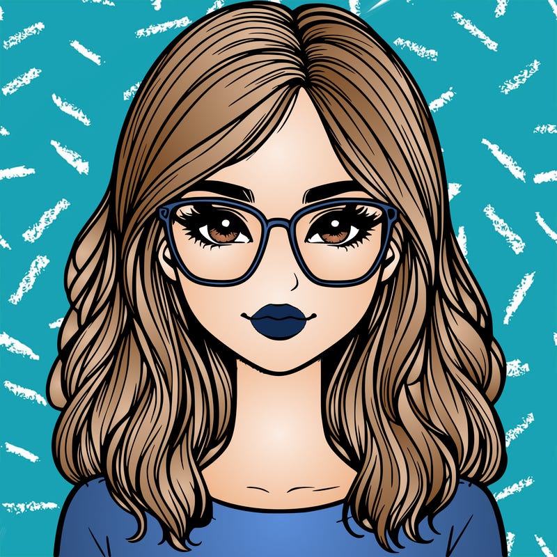 realistic girl with glasses