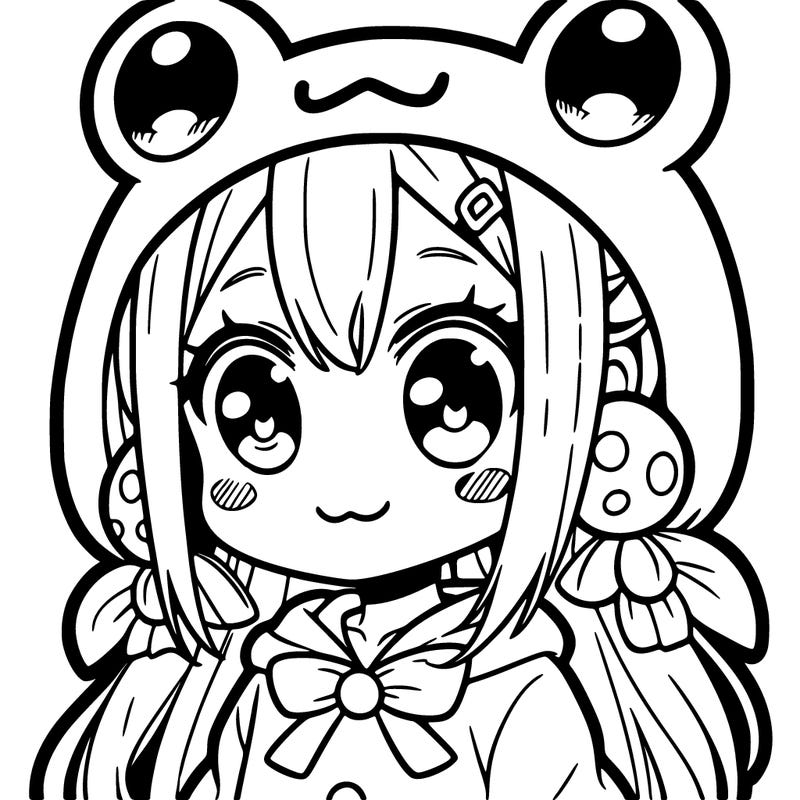 cute anime girl with frog outfit