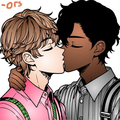 manga boys kissing each other