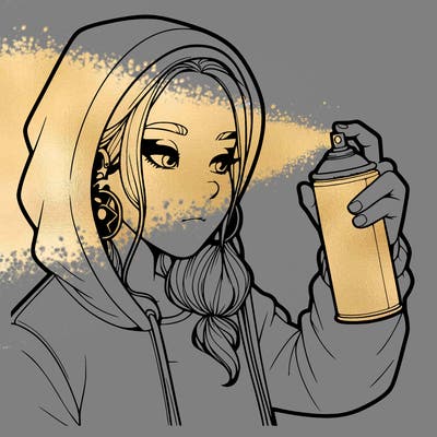 a realistic girl, spray painting