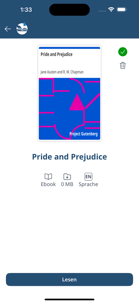 Christianbook Library - A book detail page in the Christianbook Library app showing the cover of Pride and Prejudice and a button to start reading