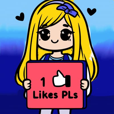 girl holding a sign saying 10 likes pls