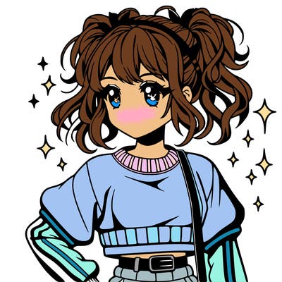 anime girl with crop top