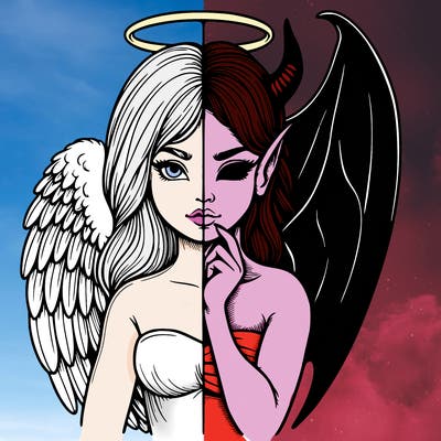 realistic angel half demon