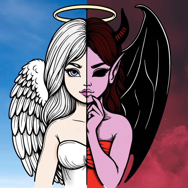 realistic angel half demon