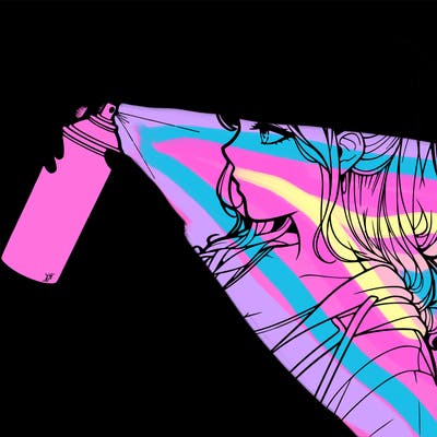 a realistic girl spray, painting