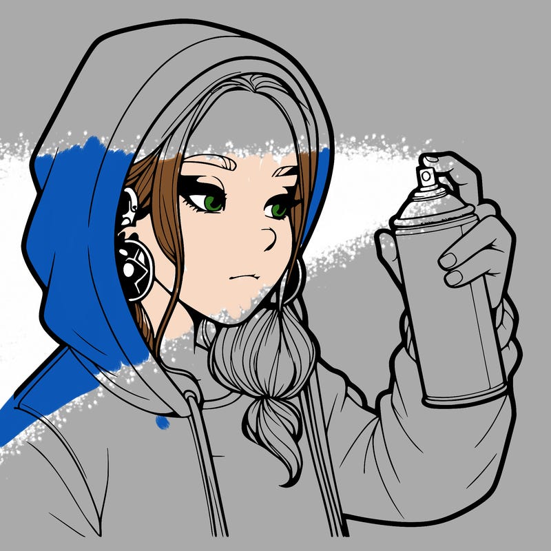 a realistic girl, spray painting