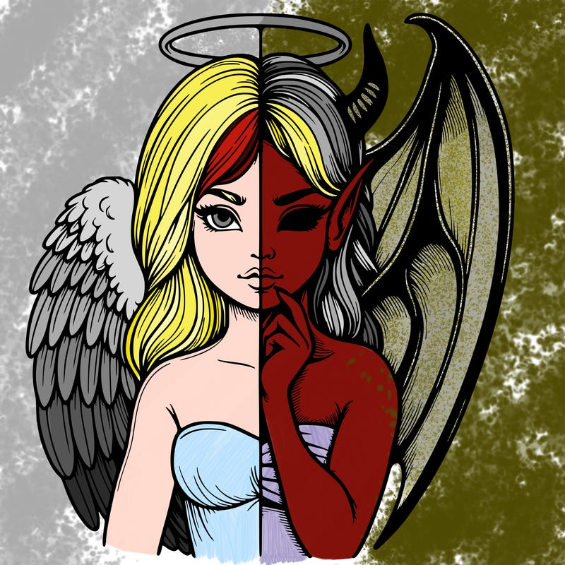 realistic angel half demon