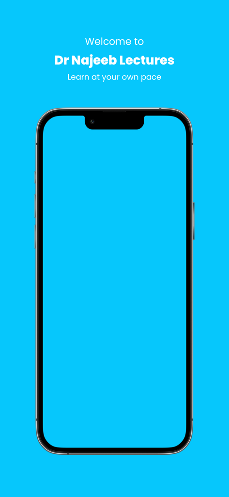 Welcome screen for the Dr Najeeb Lectures medical education app displayed on an iPhone