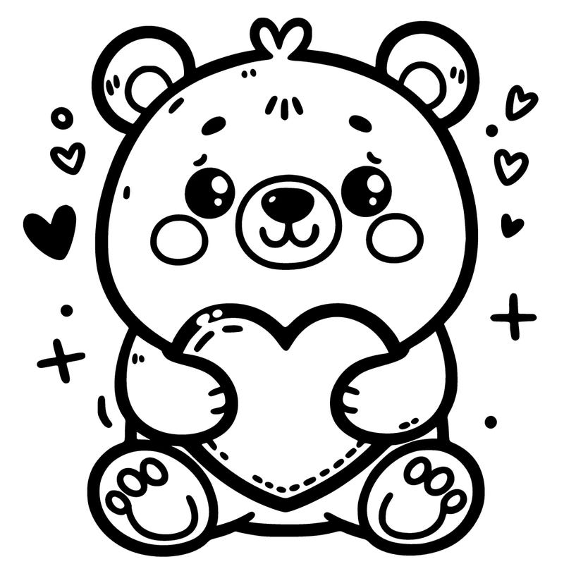 cute bear holding heart