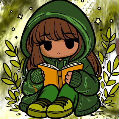 girl in oversized hoodie reading a book