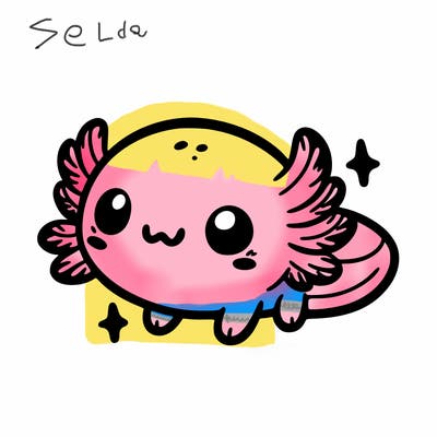 cute easy baby axolotl