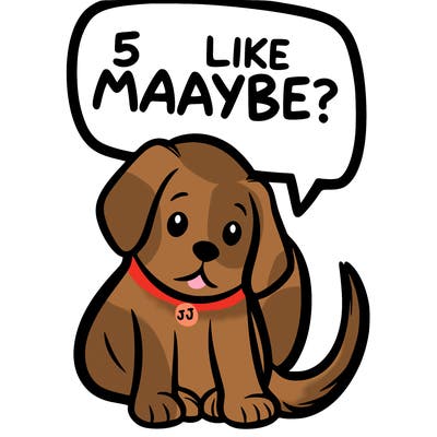 a puppy that says 5 like maybe