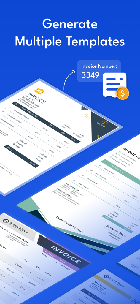 Invoice Maker & Quotation - A variety of professional invoice templates with customizable designs and branding for small business owners