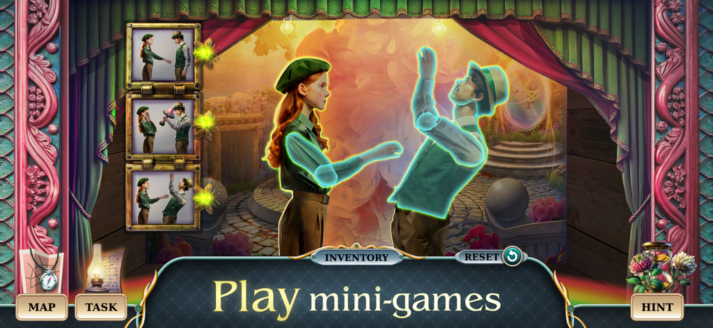 Lucky Season 2：Find the Object - Puzzle mini-game screenshot featuring Irish-themed characters with the text Play mini-games