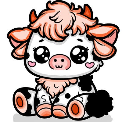 fluffy cute baby cow