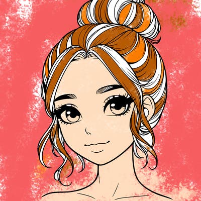 realistic pretty girl with hair in bun