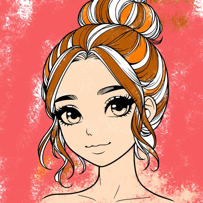 realistic pretty girl with hair in bun