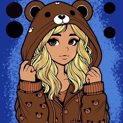 realistic girl in a animal pjs hoodie