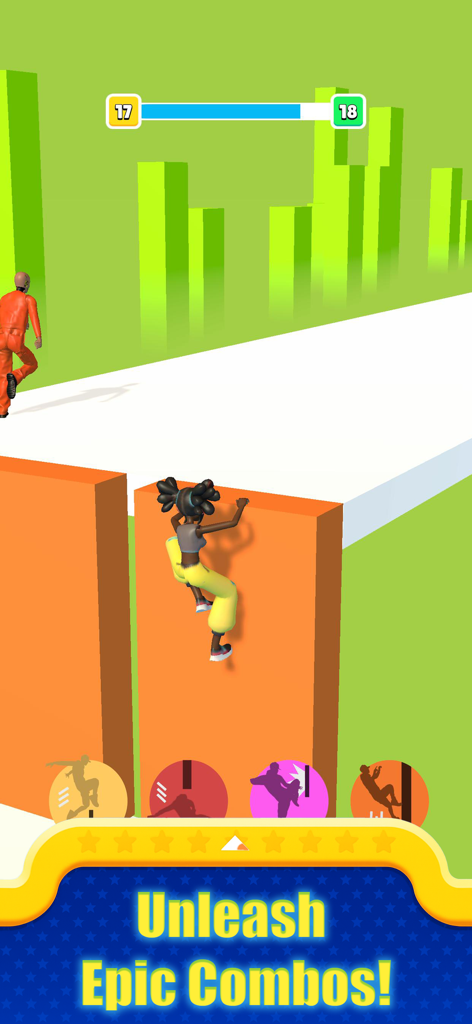 Parkour : Epic Freerunner 3D - A character performing a wall climb stunt in the Parkour Epic Freerunner 3D game