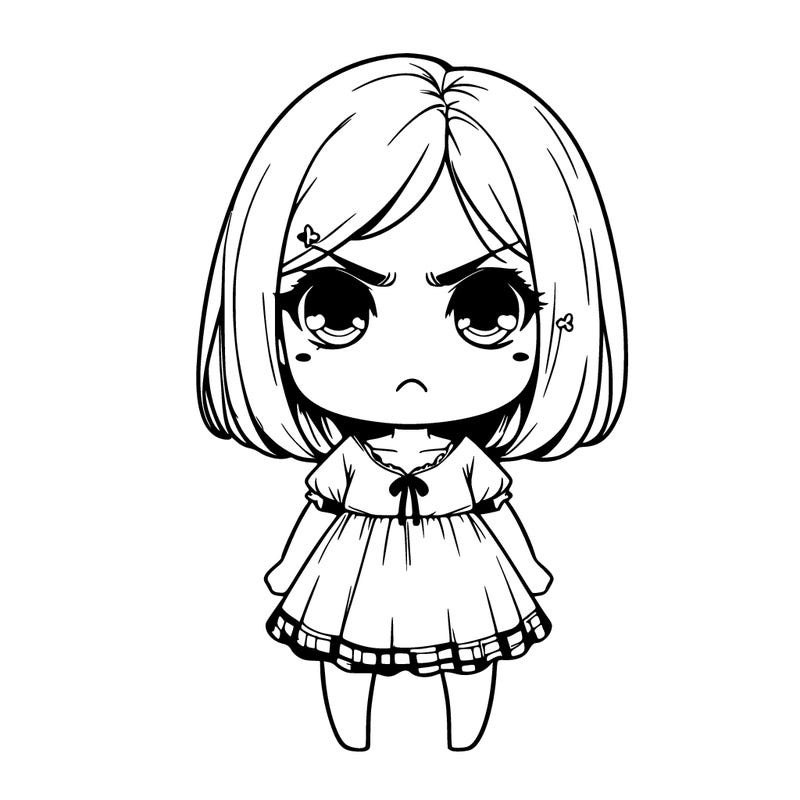 cute realistic girl mad