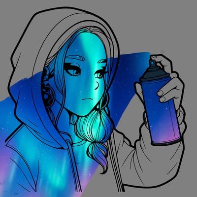 a realistic girl, spray painting