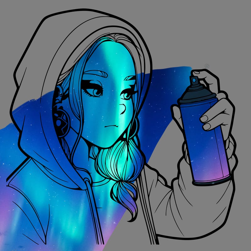 a realistic girl, spray painting