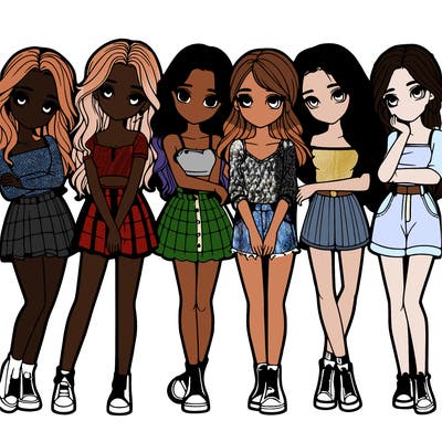 a group of girls realistic