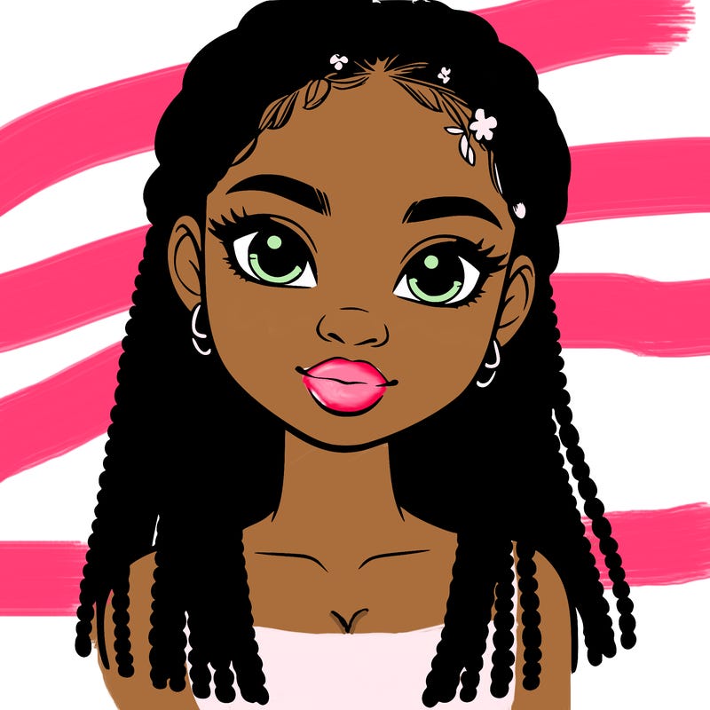 a realistic black girl with braids