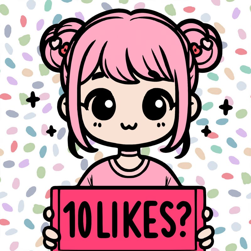 cute girl that is holding a sign that says 10 likes?