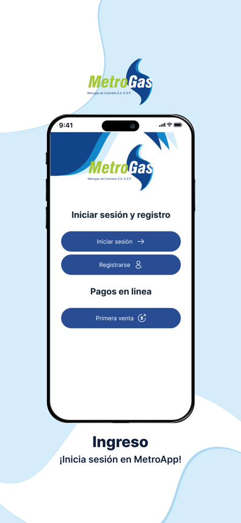 MetroApp - Interface de connexion et d'inscription pour les services de gaz MetroApp