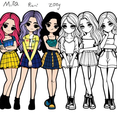 a group of girls realistic