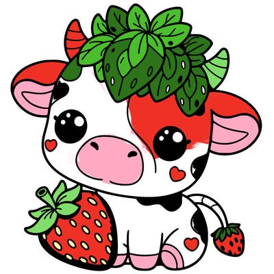 cute strawberry cow