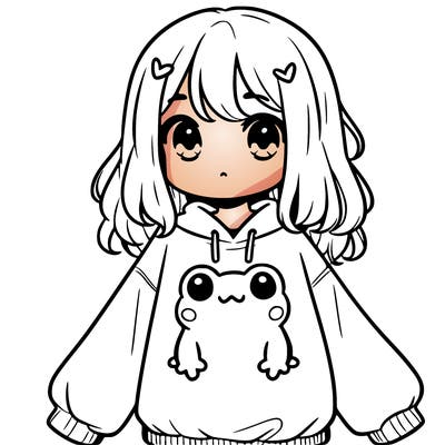 girl wearing frogging sweatshirt