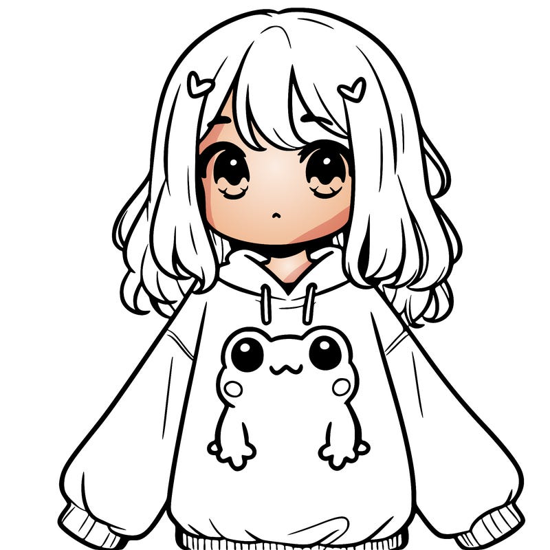 girl wearing frogging sweatshirt