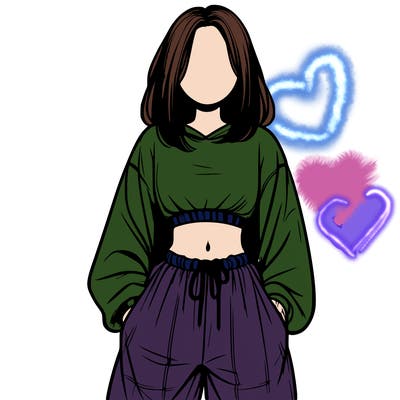 realistic girl faceless with baggy pants and a crop top