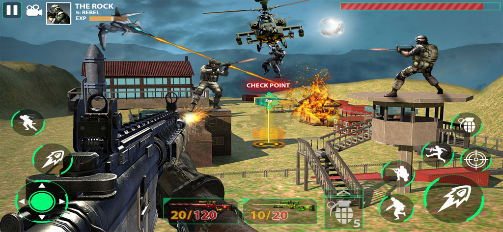 Fps Counter Strike: Sniper War - First person shooter gameplay featuring military soldiers and a helicopter in a tactical battle scene