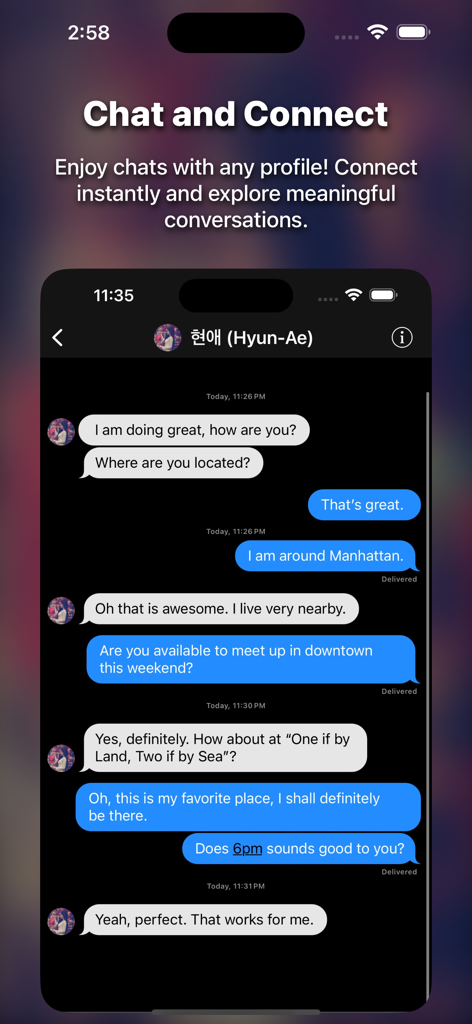 Chat interface of the Hey Sathi Asian dating app showing a messaging conversation between two people.