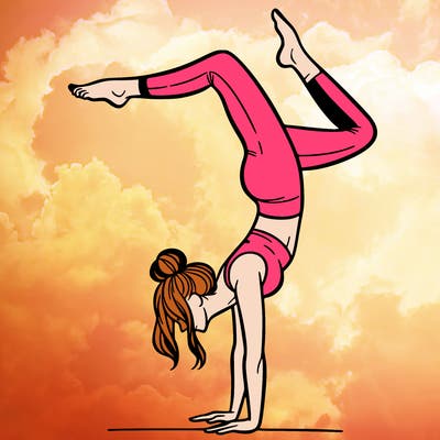 a woman doing a handstand