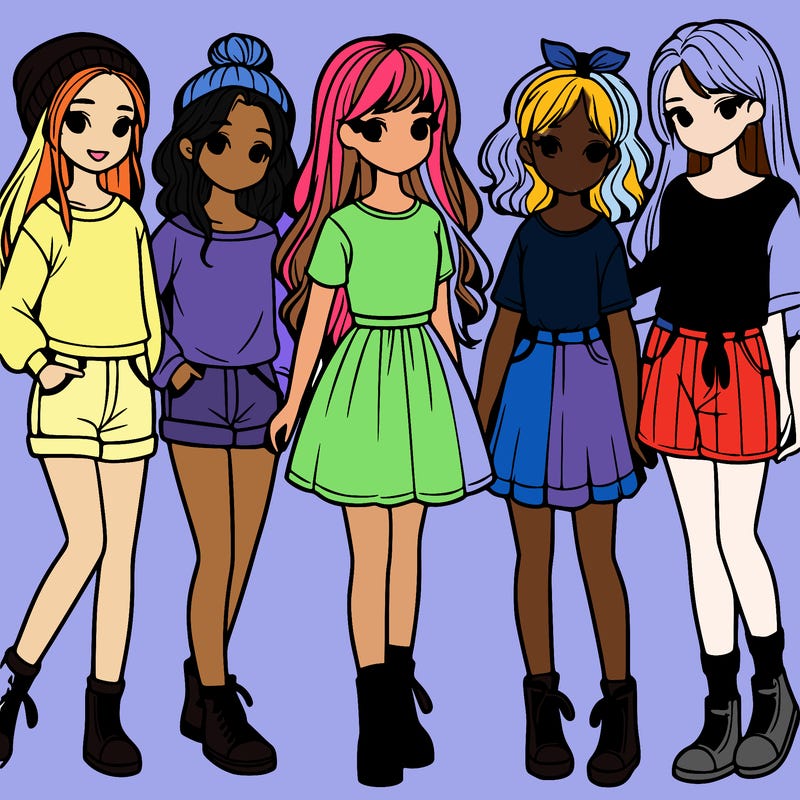 a group of five girls