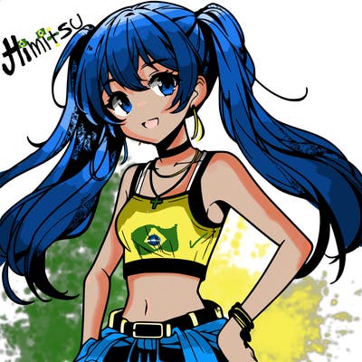 anime girl wearing crop top