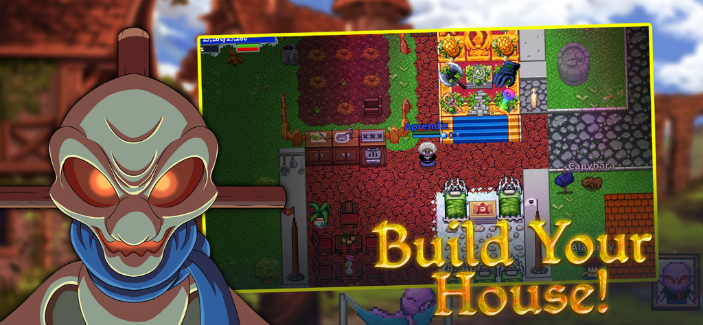 Kakele Online - MMORPG - Kakele Online MMORPGの家づくりメカニクスを示すレトロ2Dピクセルアートのインテリア