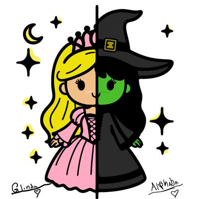 split princess and witch
