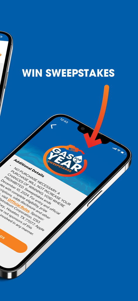 Club CITGO app screen showing the Gas for a Year sweepstakes promotion