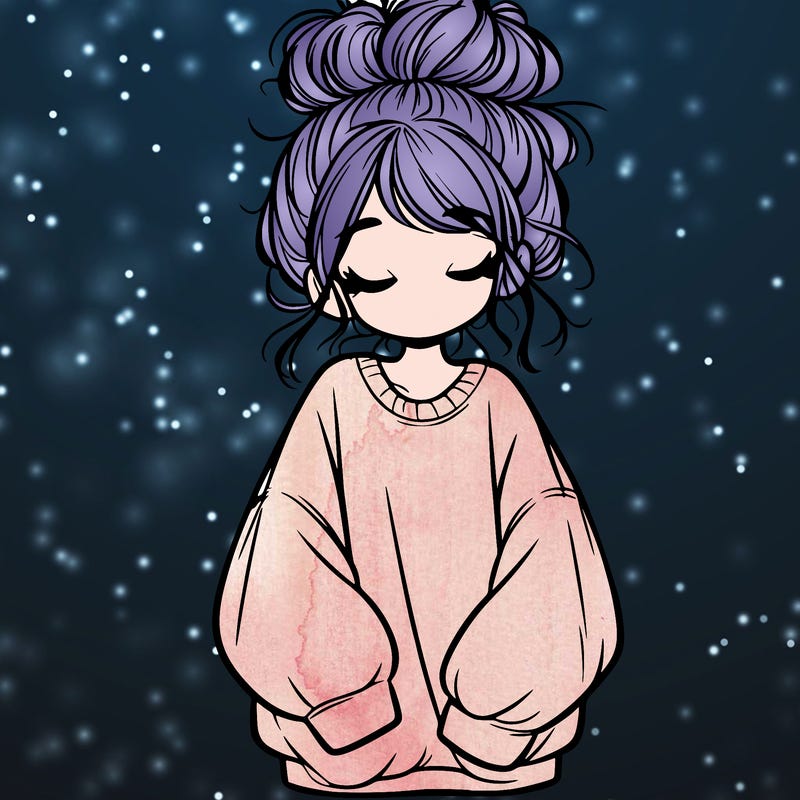 girl with baggy sweatshirt and messy bun