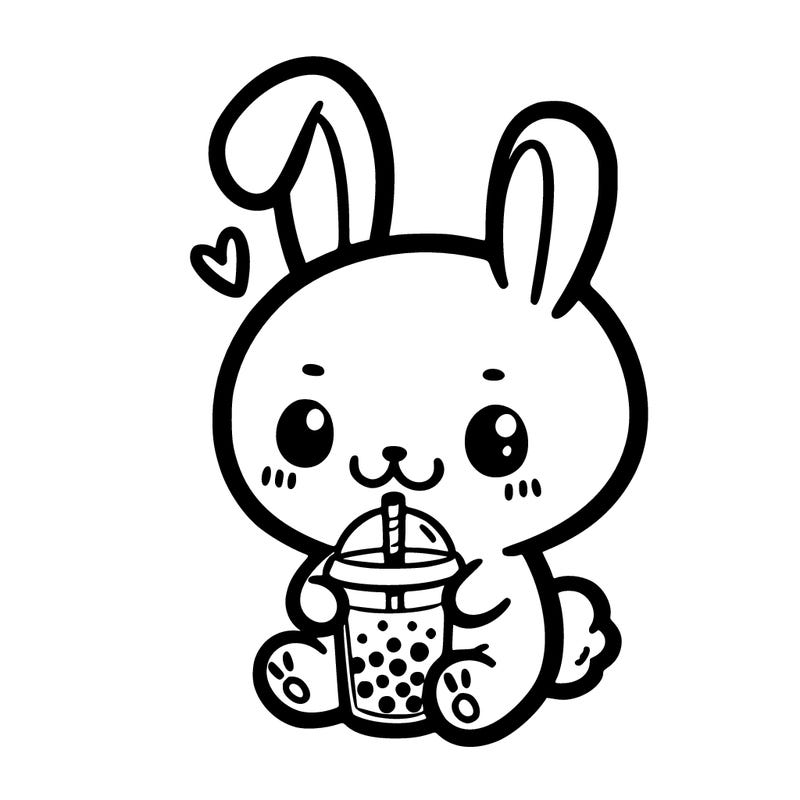 bunny holding boba