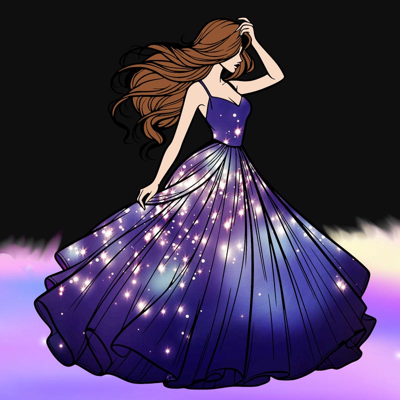 realistic woman with dress flowing in the wind