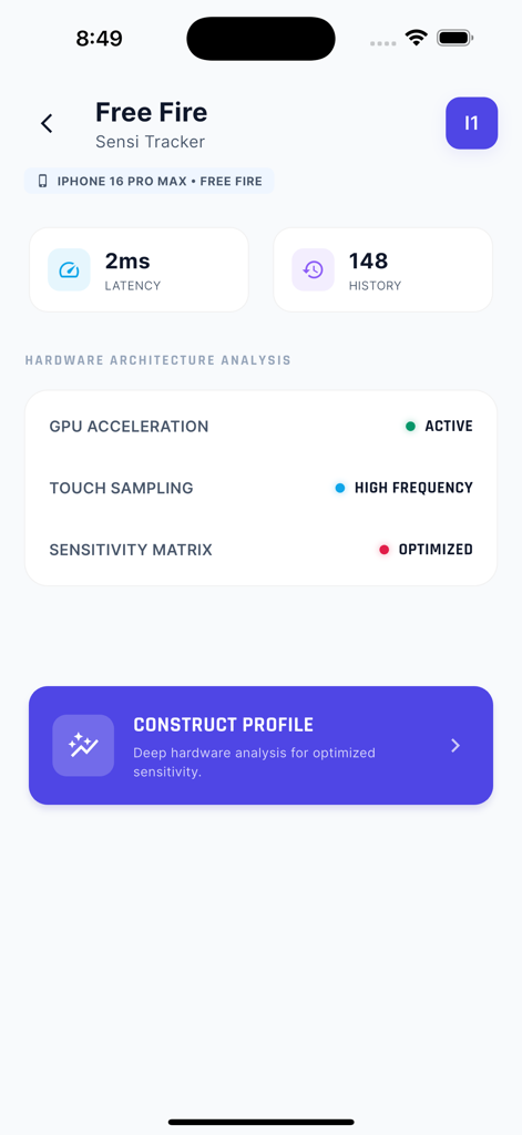 Análisis de hardware y optimización de sensibilidad para Free Fire en la aplicación Sensi Tracker