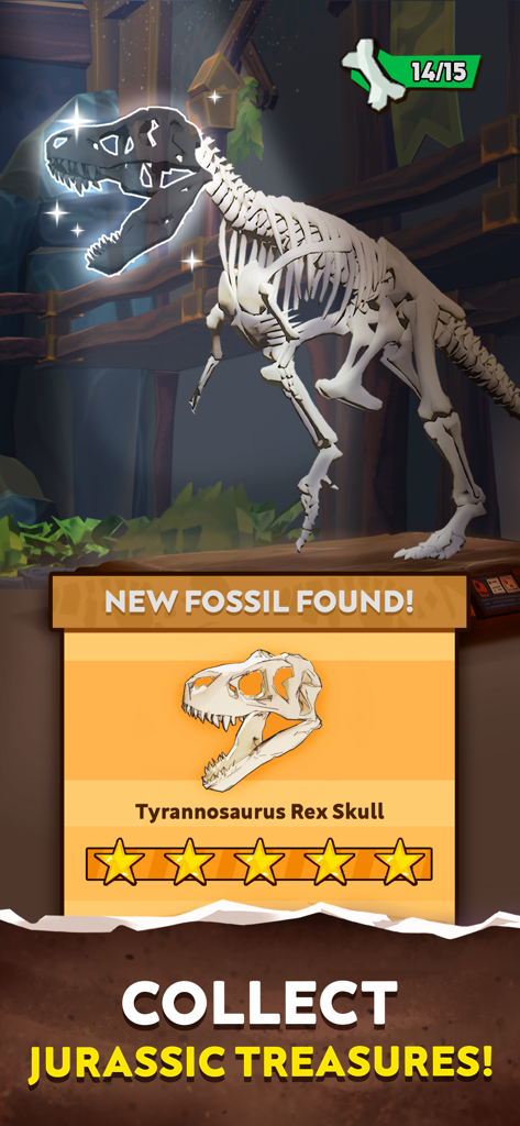 A 3D Tyrannosaurus Rex skeleton being completed in a museum after finding a T-Rex skull fossil